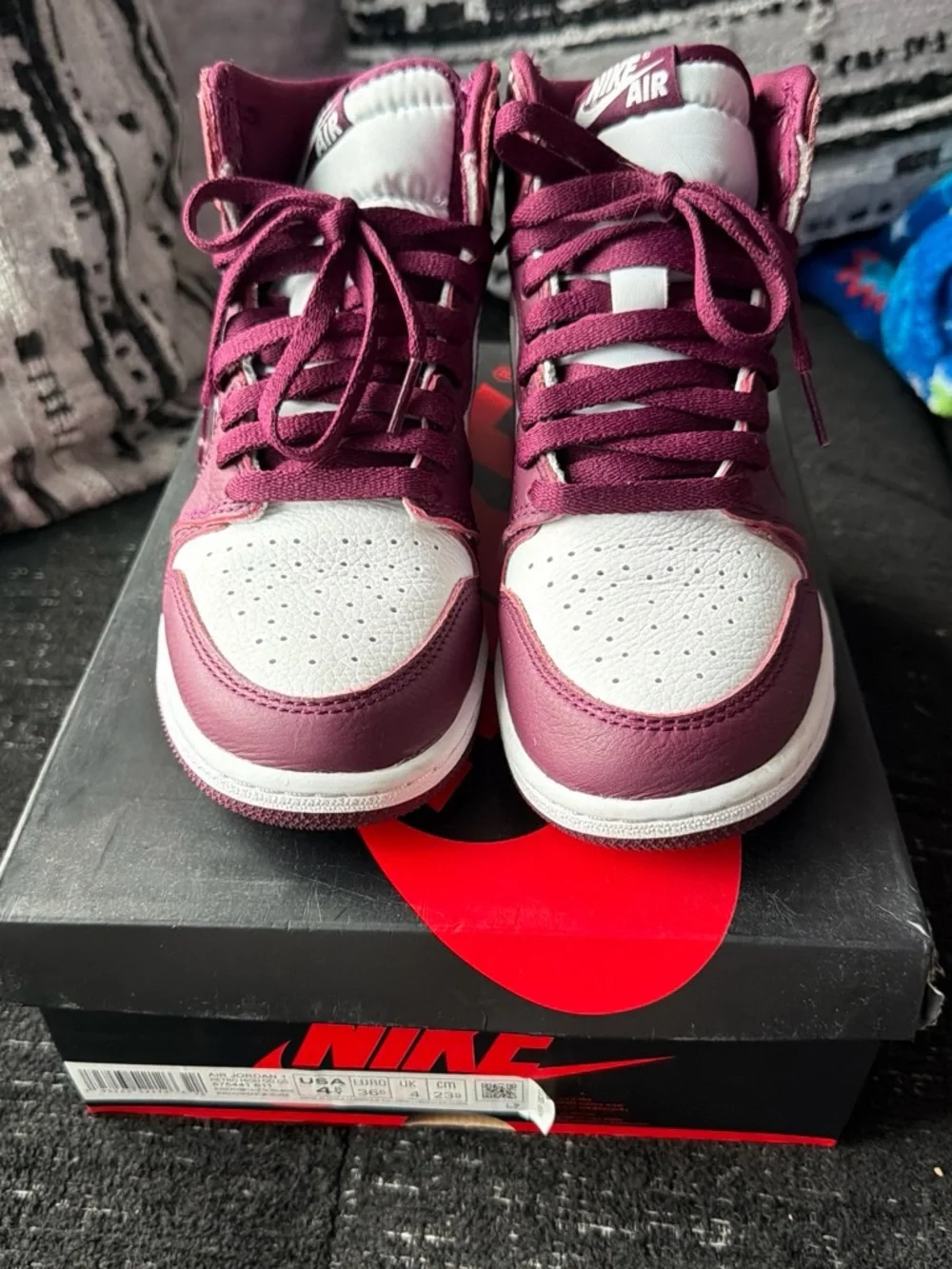 Jordan Kids High-Top Sneakers in Burgundy and White